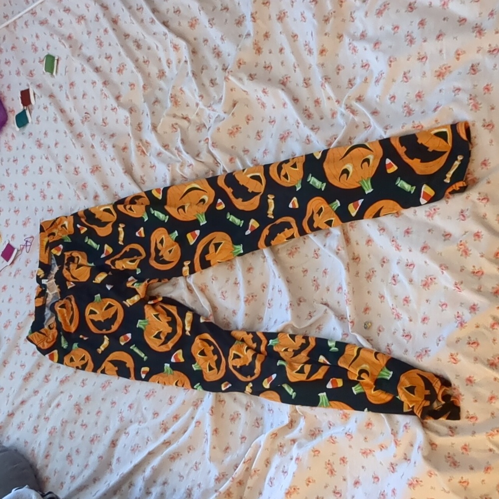 Girls Halloween pumpkin leggings